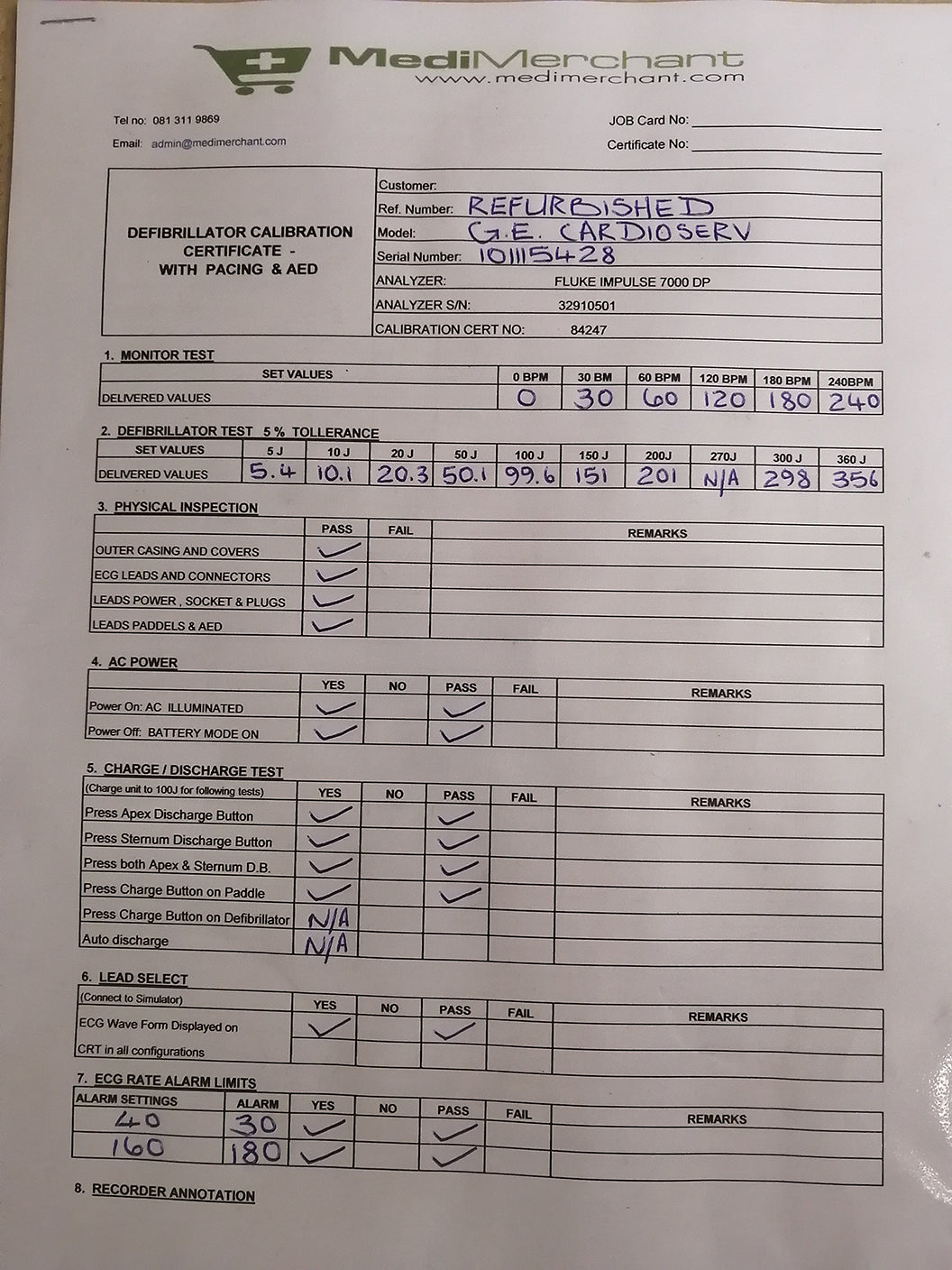 GE CardioServ Defibrillator