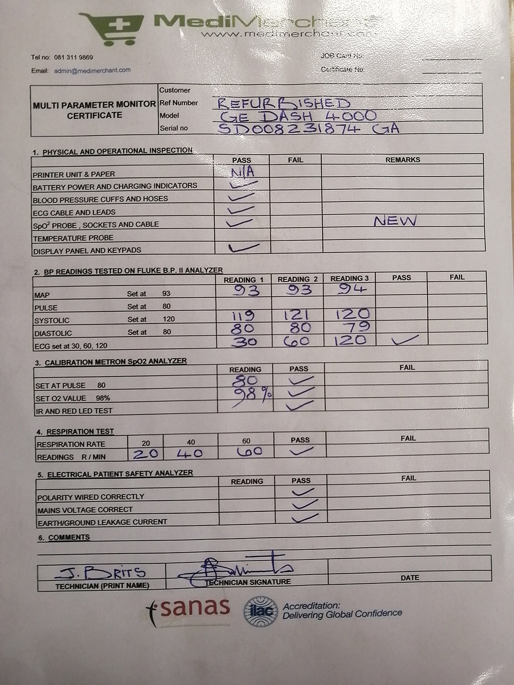 GE Dash 4000 Patient Monitor